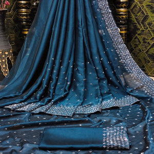 Morpich Floral Swarovski Work Georgette Saree