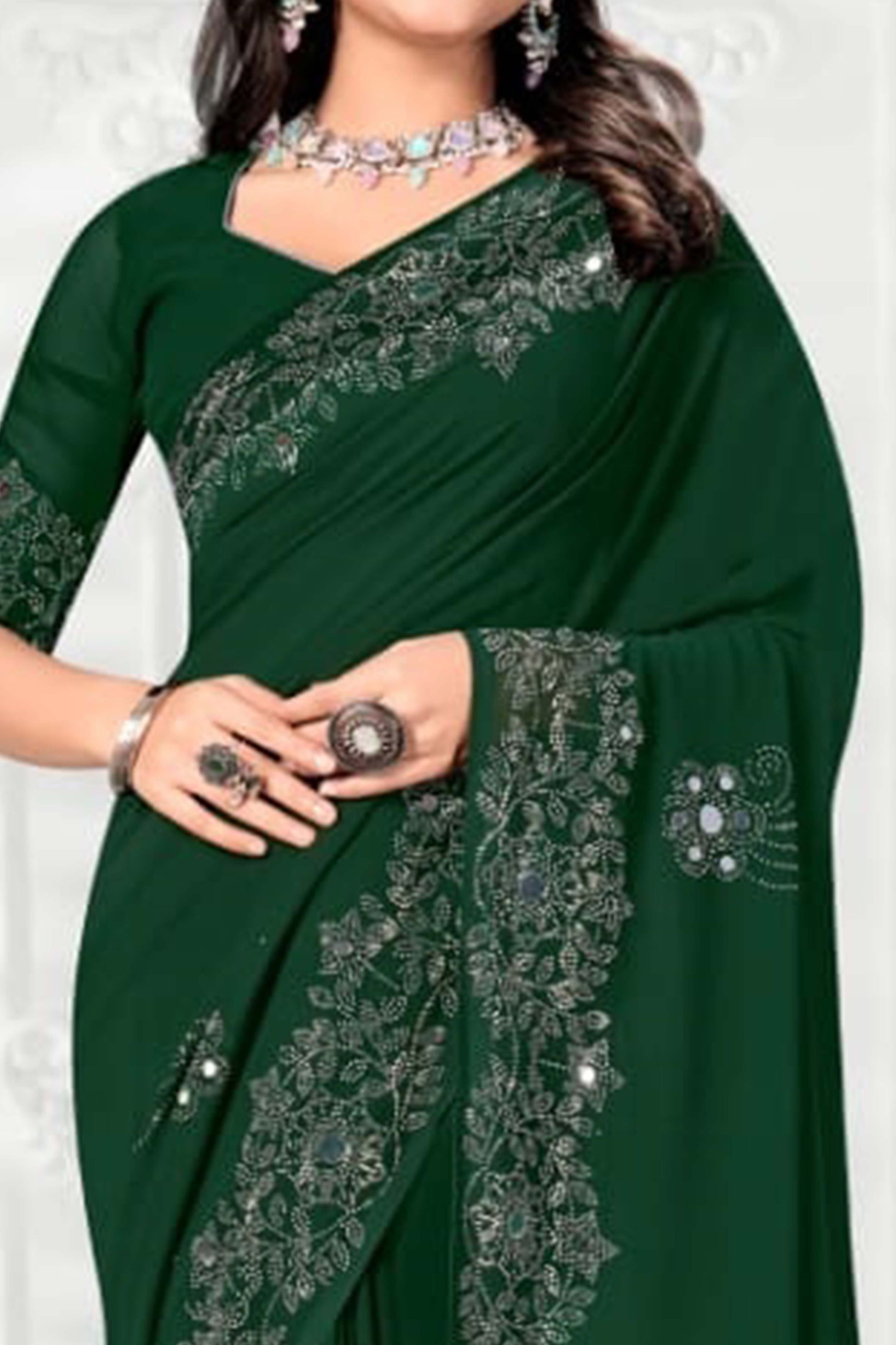green-floral-swarovski-with-mirror-work-georgette-saree-9