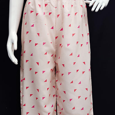 Classy White Colored Casual Printed Crepe Palazzo