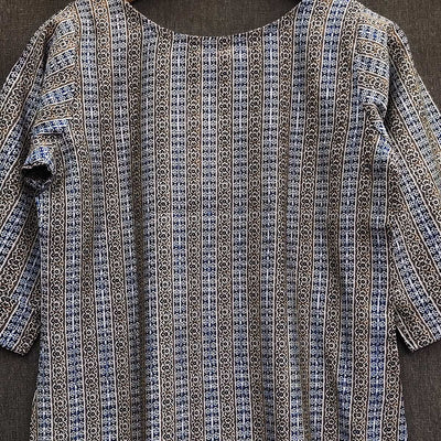 Blue Striped Printed Chanderi Top