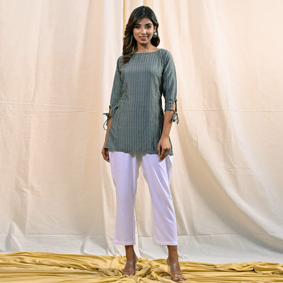 Light Green Printed Chanderi Top