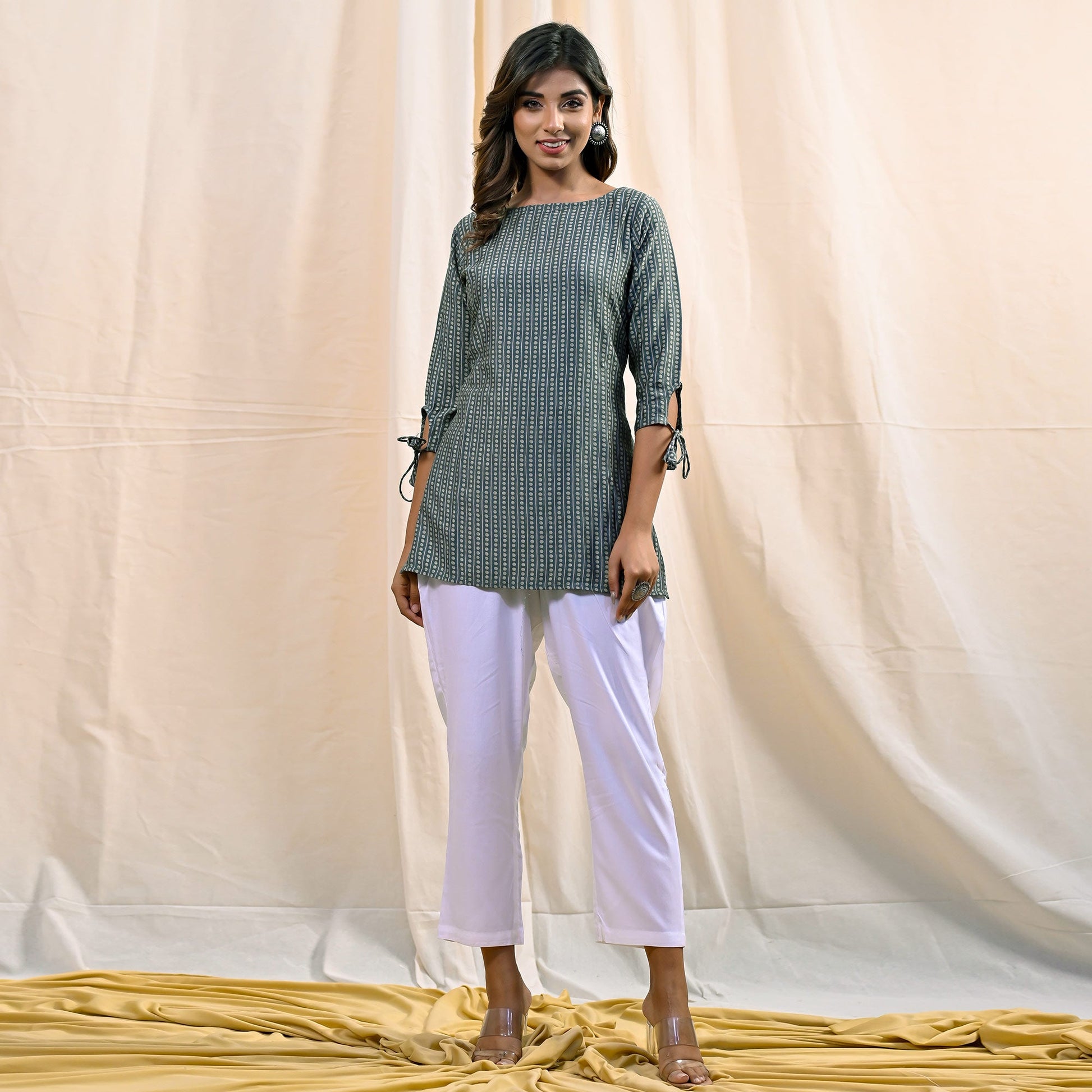 Light Green Printed Chanderi Top