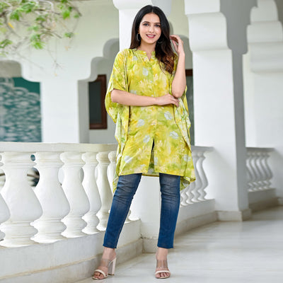 green-floral-foil-printed-rayon-kaftan