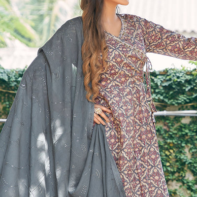 grey-angrakha-pure-cotton-suit-with-foil-print-zardozi-handcrafted-neckline