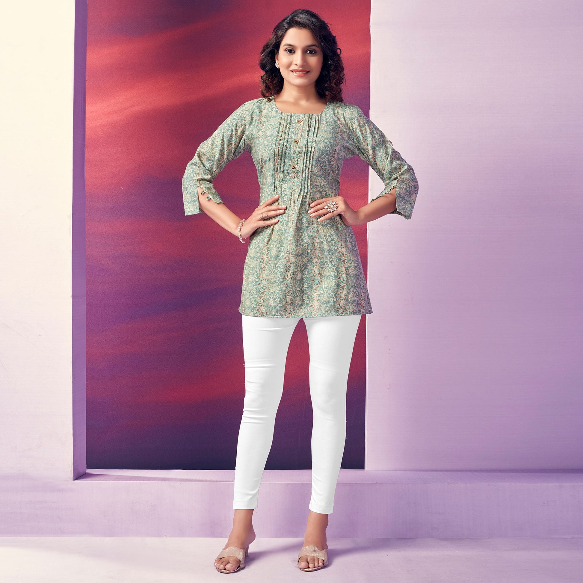 green-floral-foil-printed-chanderi-silk-top