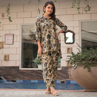 green-floral-foil-print-beads-embroidered-chanderi-silk-co-ord-set
