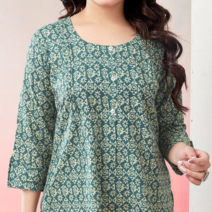 green-printed-pure-cotton-straight-top