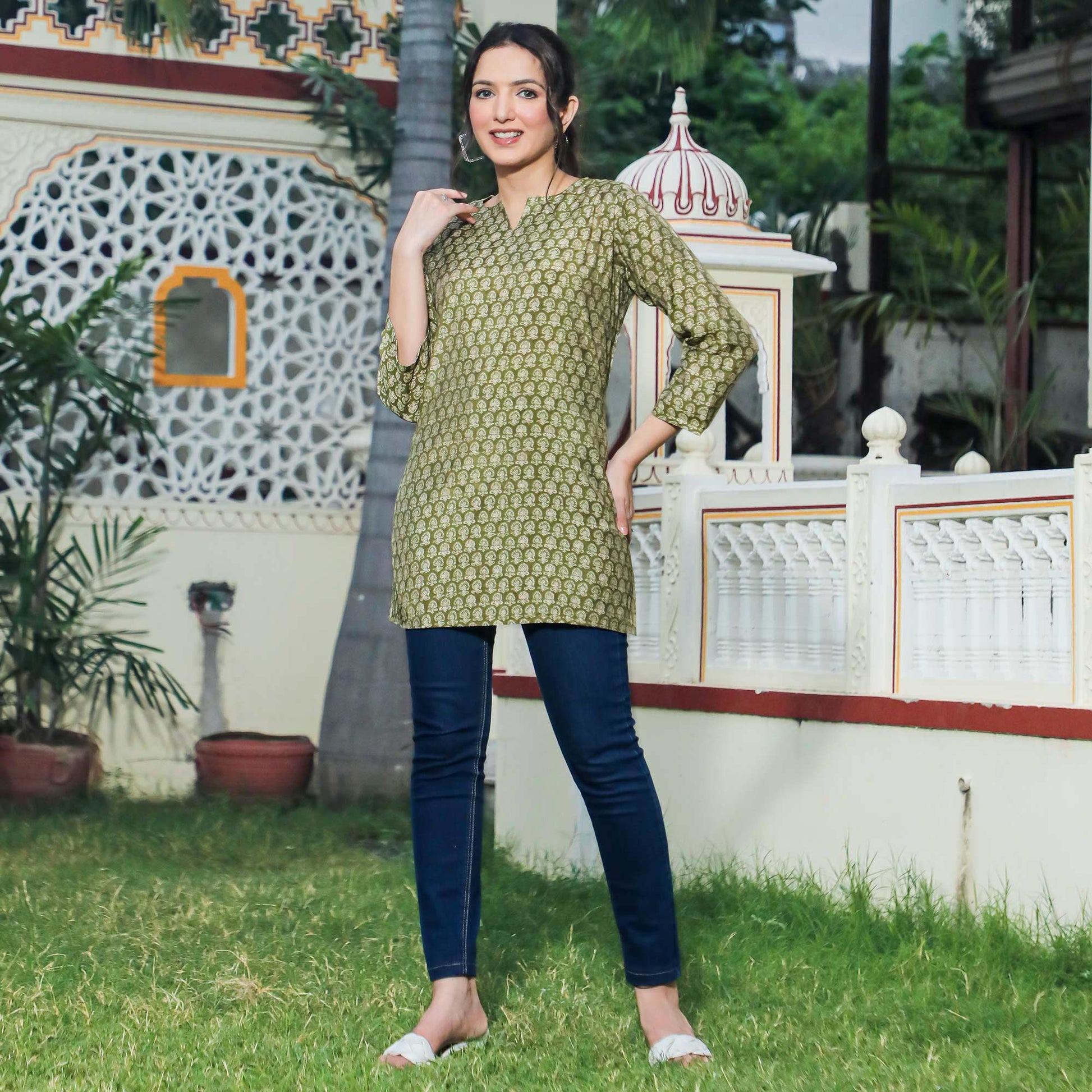 green-floral-printed-modal-top