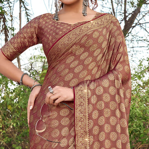 Maroon Woven With Swarovski Work Pure Silk Saree