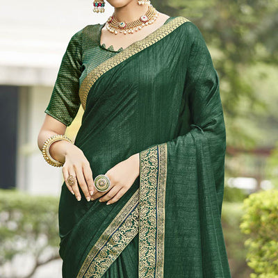 green-solid-vichitra-silk-saree-with-jacquard-border