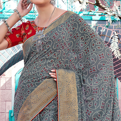 grey-bandhani-printed-georgette-saree