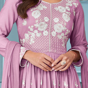 Dusty Pink Lucknowi Embroidered Rayon Palazzo Suit