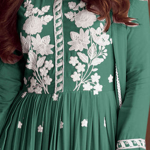 Mineral Green Lucknowi Embroidered Rayon Palazzo Suit