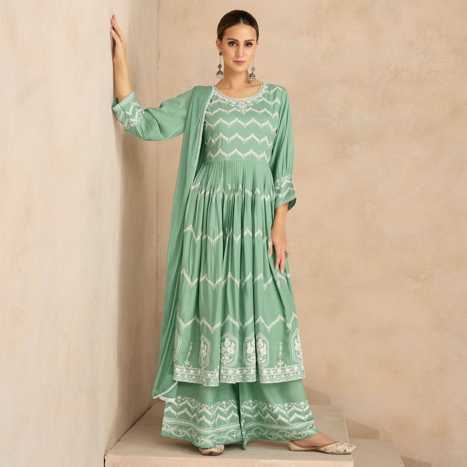 green-floral-embroidered-rayon-palazzo-suit