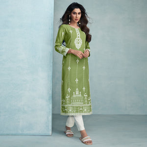 green-lucknowi-embroidered-rayon-kurti-2