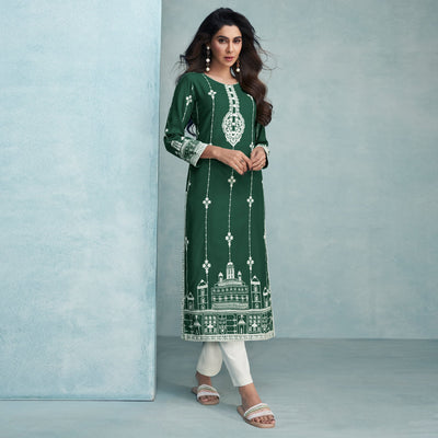 green-lucknowi-embroidered-rayon-kurti-3