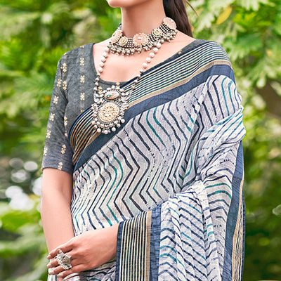 grey-leheriya-printed-chiffon-saree