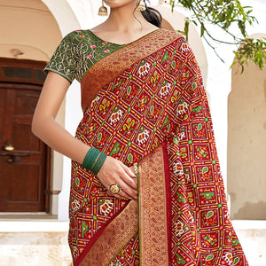 Maroon Patola Printed Art Silk Saree