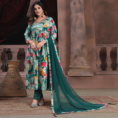 green-floral-printed-rayon-alia-cut-salwar-suit
