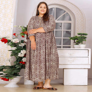 Maroon Floral Printed Rayon Long Kurti