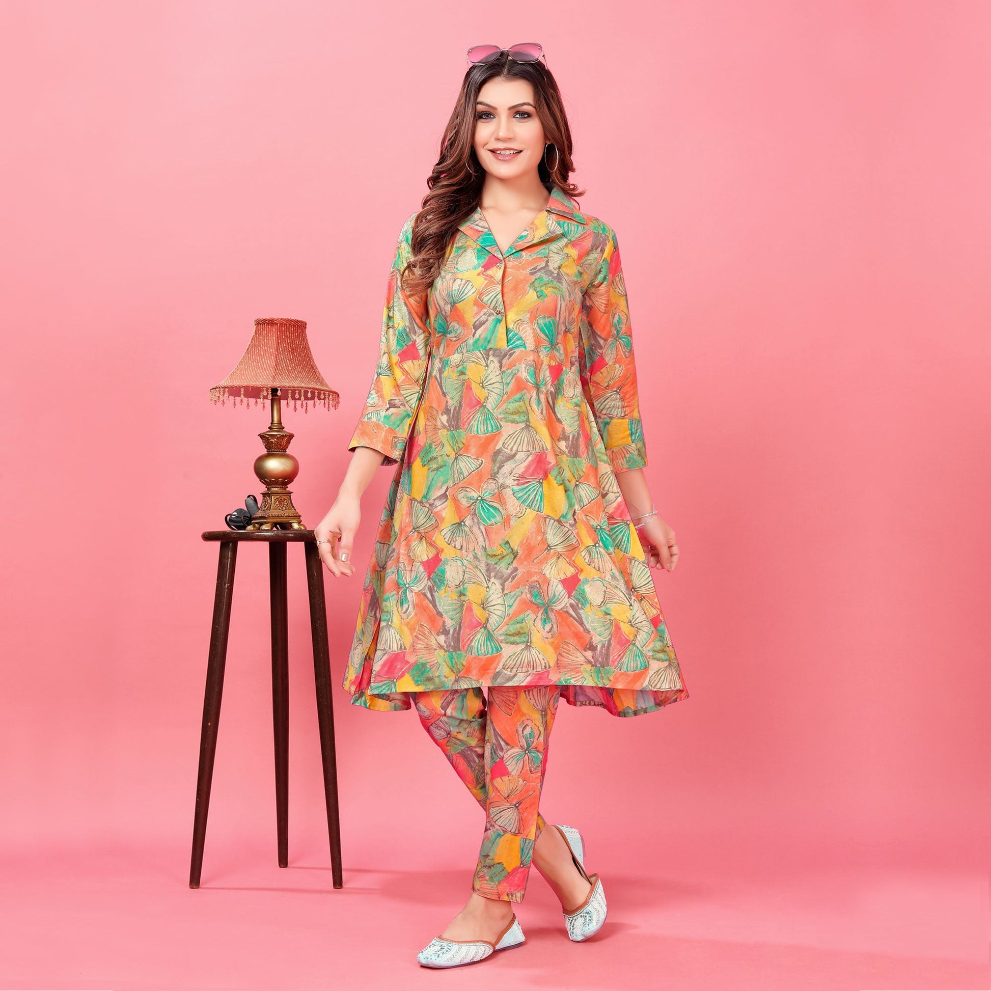 Multicolor Floral Printed Rayon Co Ord Set
