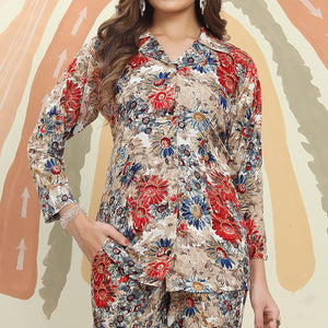 Chikoo Floral Printed Rayon Co Ord Set