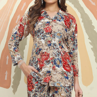 Chikoo Floral Printed Rayon Co Ord Set