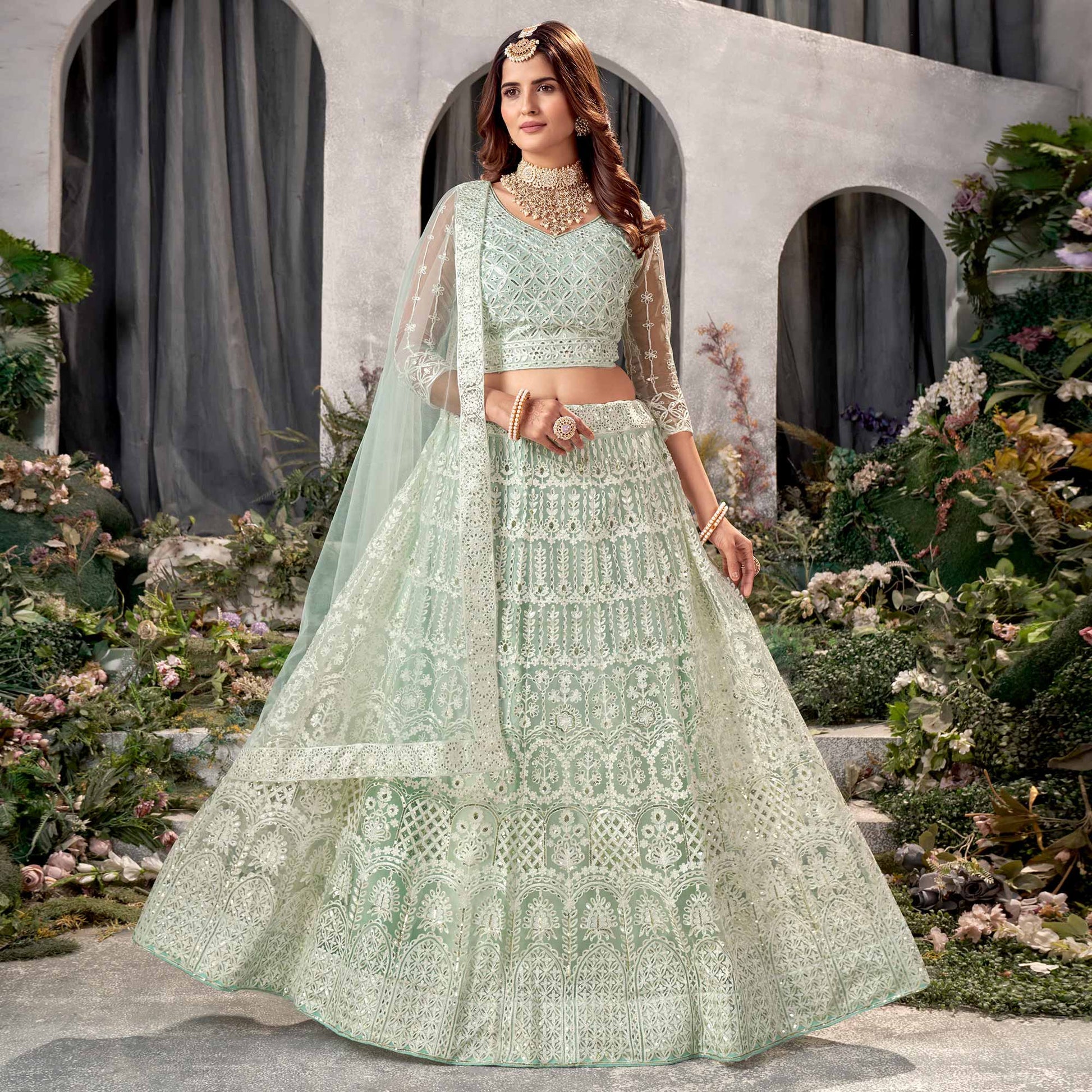 green-floral-sequins-embroidered-net-lehenga-choli
