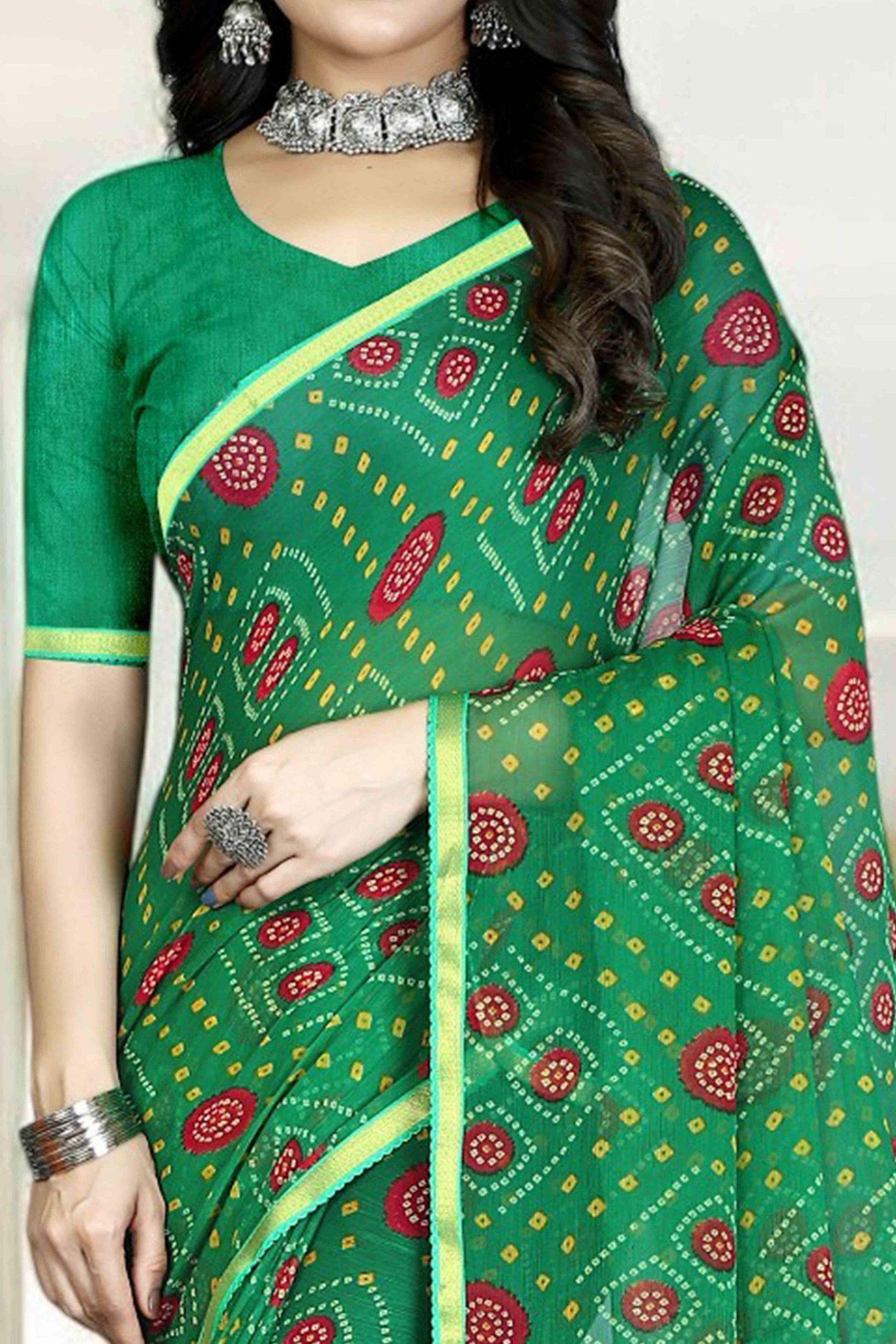 green-bandhani-printed-chiffon-saree-with-lace-border-11
