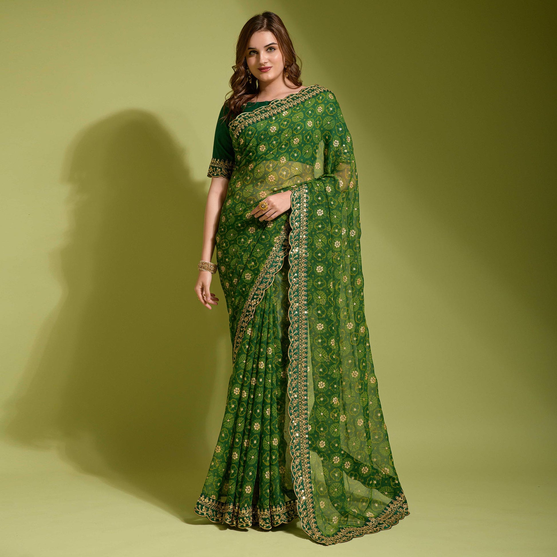green-bandhani-foil-printed-georgette-saree-with-embroidered-border