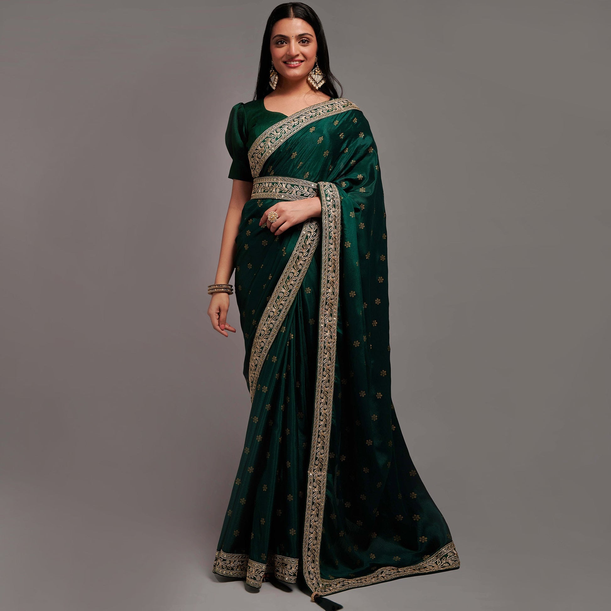 green-foil-printed-with-embroidered-border-chinon-saree