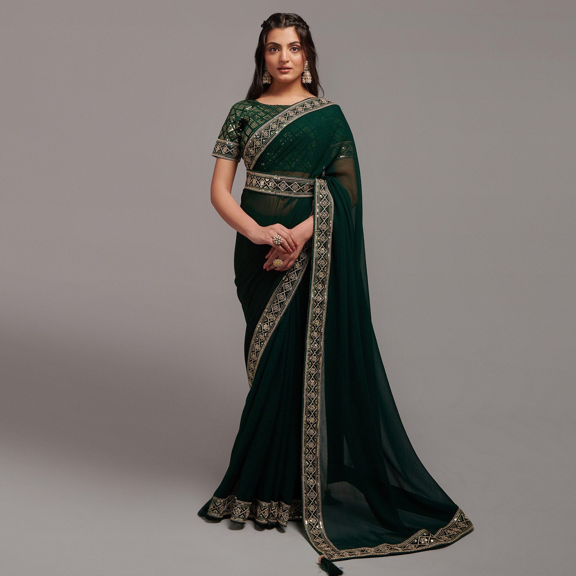 green-sequins-embroidered-border-chinon-saree