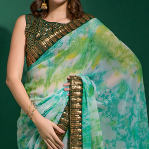 green-printed-with-sequins-border-chiffon-saree