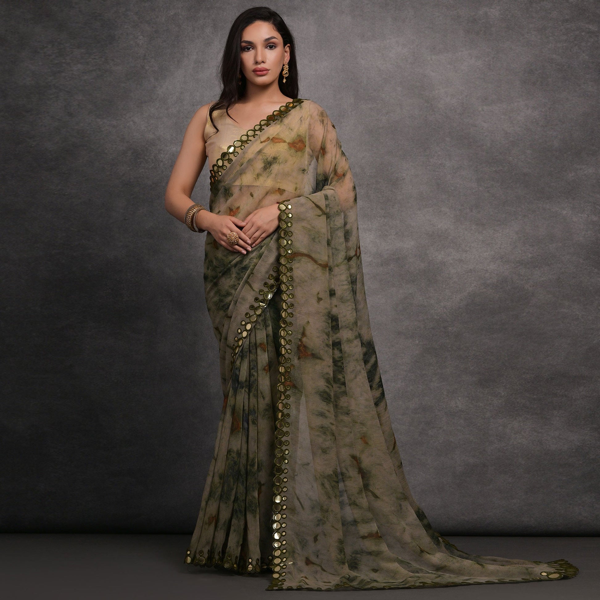 green-printed-with-mirror-work-georgette-saree