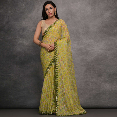 green-foil-printed-with-mirror-work-georgette-saree