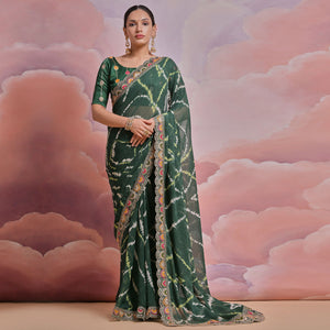green-printed-with-embroidered-border-georgette-saree