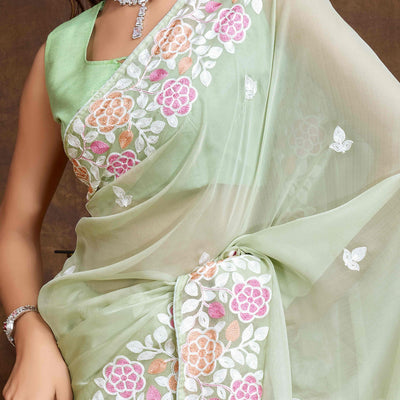 green-floral-sequins-embroidered-organza-silk-saree