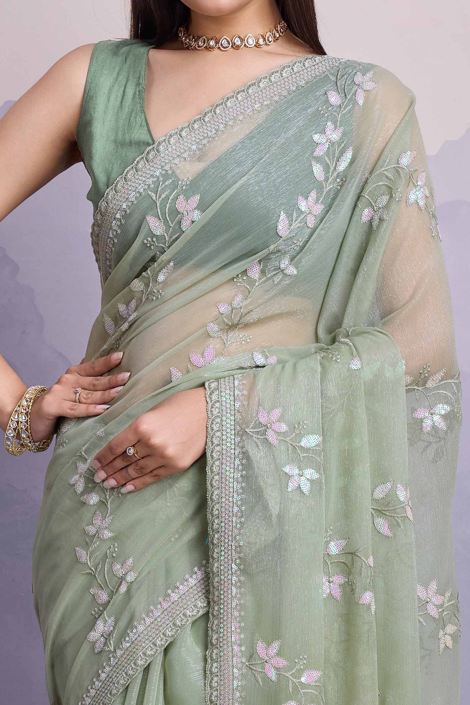 green-floral-sequins-embroidered-chiffon-saree-15
