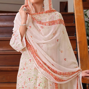 Light Peach Floral Digital Printed Pure Cotton Salwar Suit