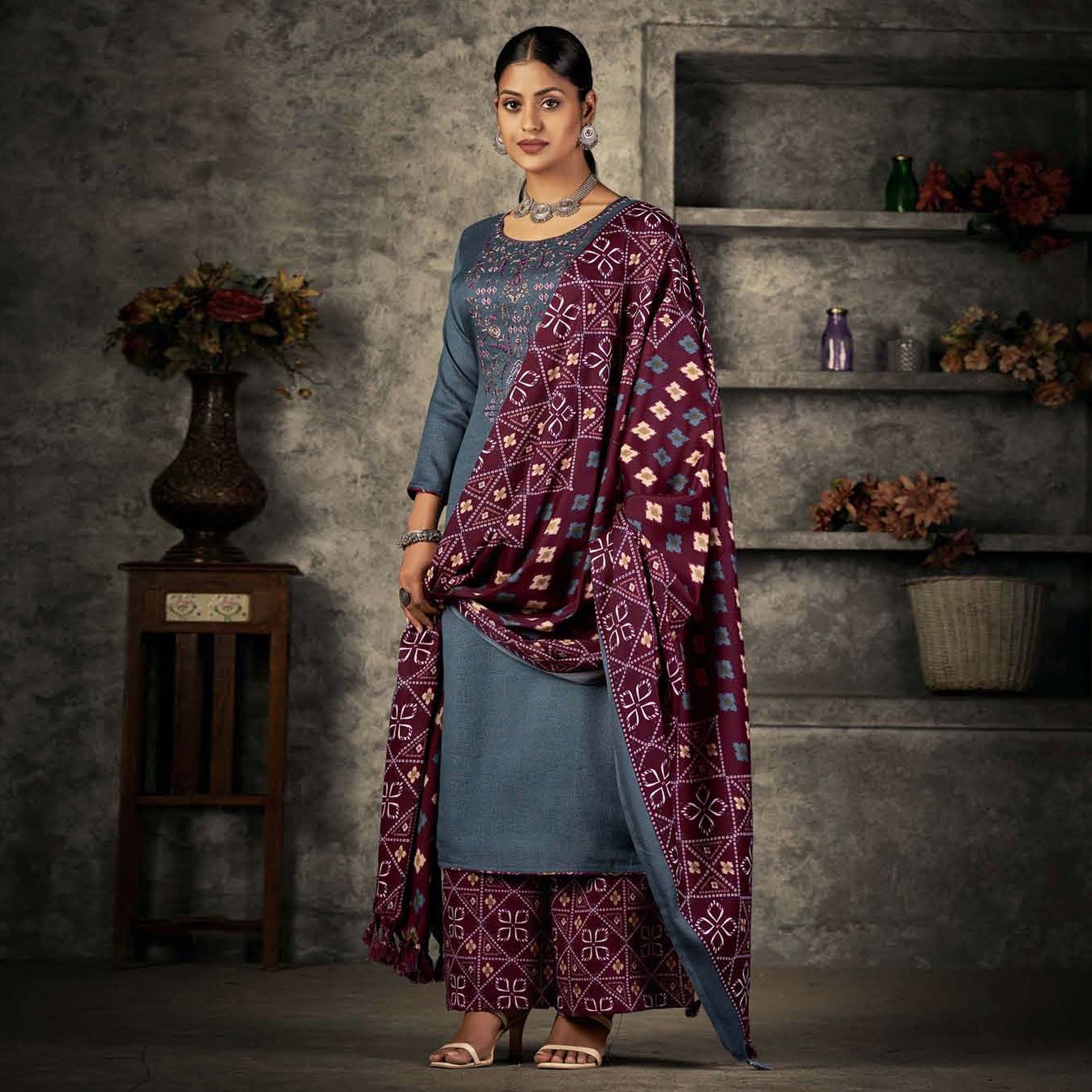 grey-floral-embroidered-with-printed-pashmina-salwar-suit