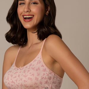 Daily Support Non Padded Non-Wired Cotton Bra - Pink Floral Print