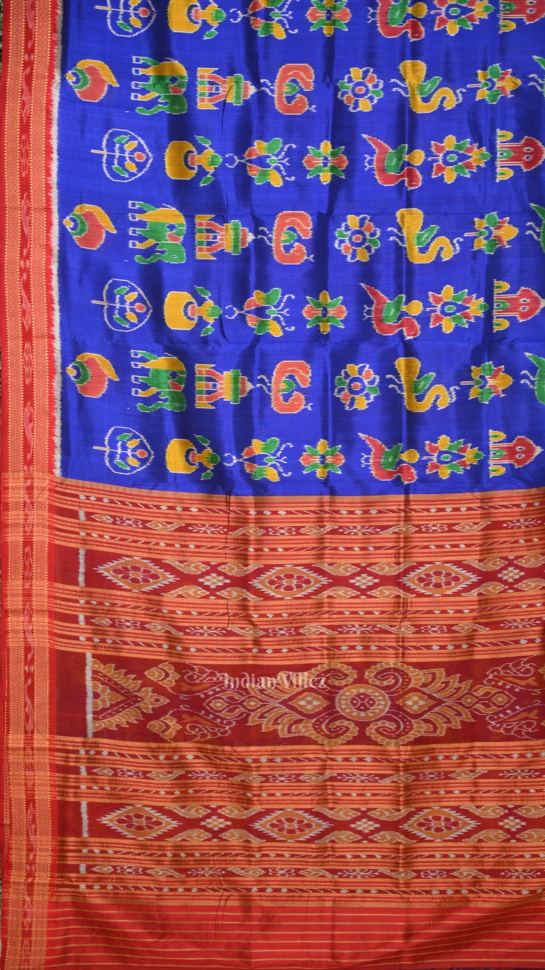 Deep Blue Nabarangi Nabakothi Odisha Ikat Khandua Silk Saree