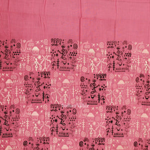 Pink Black Tribal Design Sambalpuri Dress Material & Dupatta