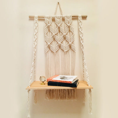 Blooming Flower Single Shelf Wall Hanging