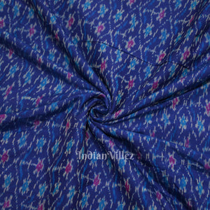Blue Pochampally Ikat Silk & Cotton (Sico) Fabric