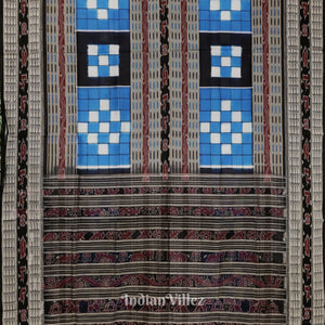 Blue Black Odisha Ikat Pasapali Bichitrapuri Silk Saree