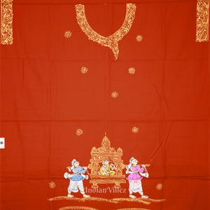 Orange Doli Barat Hand-Painted Pattachitra Dress Material