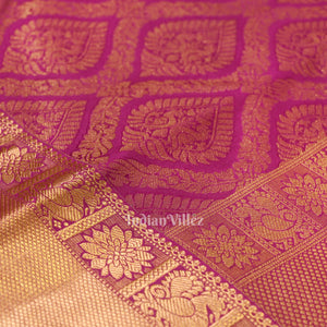 Magenta Pure Brocade with Golden Border Kanjivaram Silk Saree