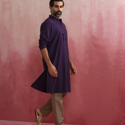 trueBrowns Men's Purple Kurta