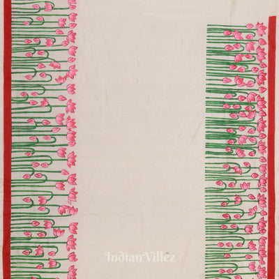 Off White Pichwai Pattachitra Silk Saree
